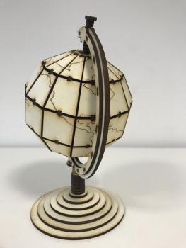 Earth globe with axis and rotating bracket in segment technology 